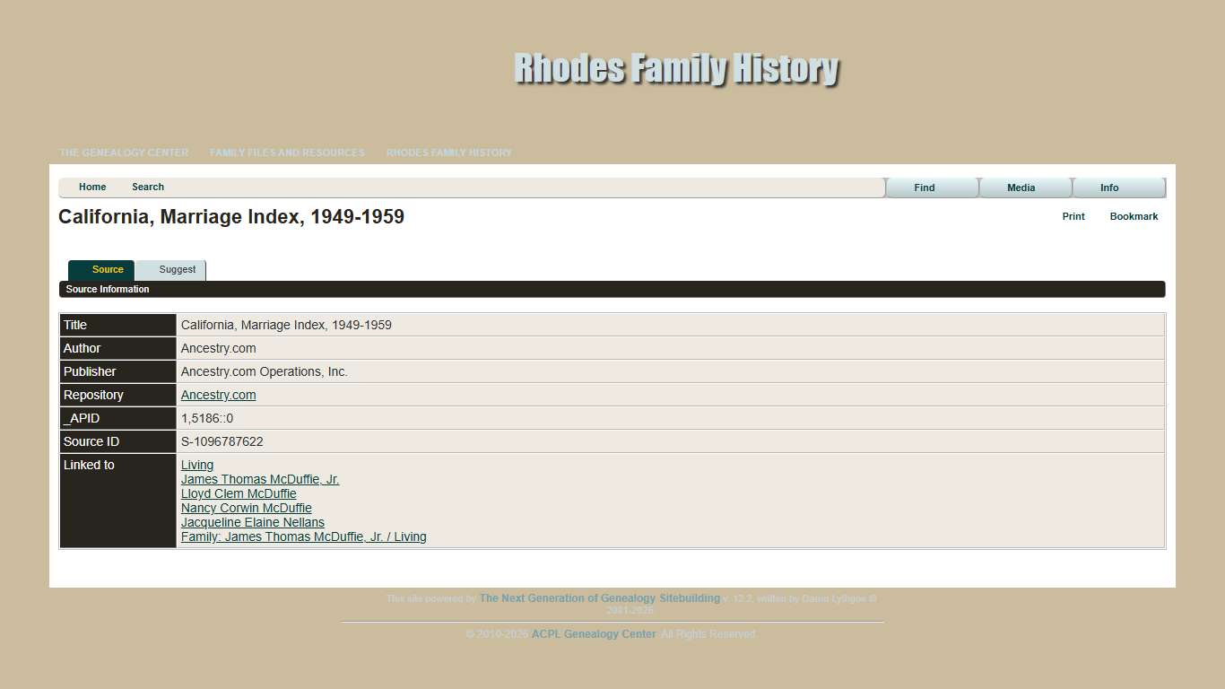 California, Marriage Index, 1949-1959